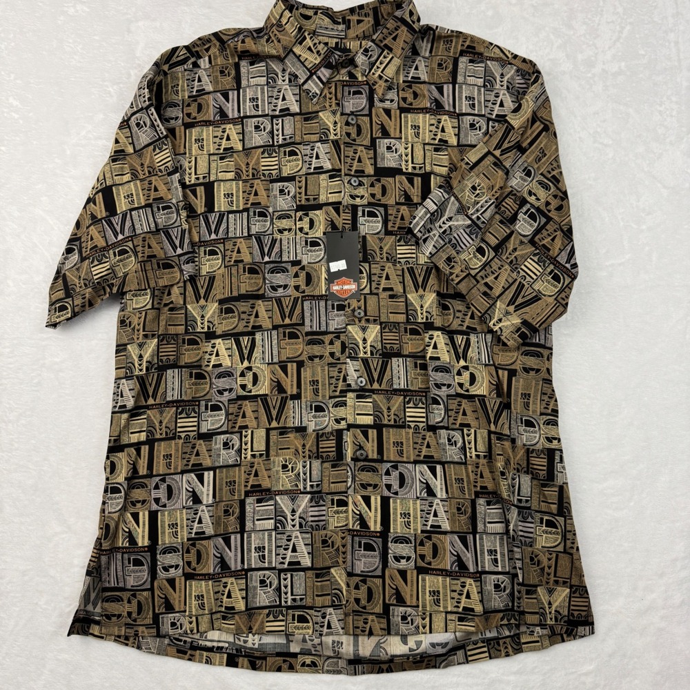 Harley-Davidson x Tori Richard Mens XL Aloha Shirt Block Print Viscose NWT Biker